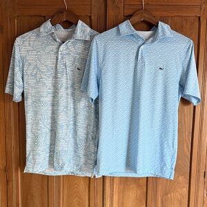 Set of (2) Vineyard Vines Light Blue Performance Polos